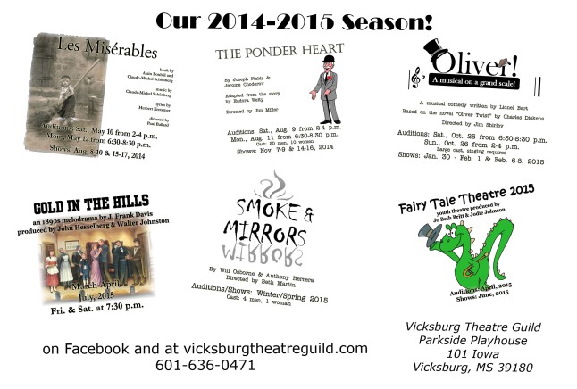 Vicksburg Theatre Guild 2014/15 Season Line-Up